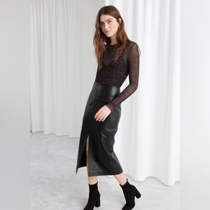 & Other Stories REAL LEATHER Midi Skirt (very soft!)